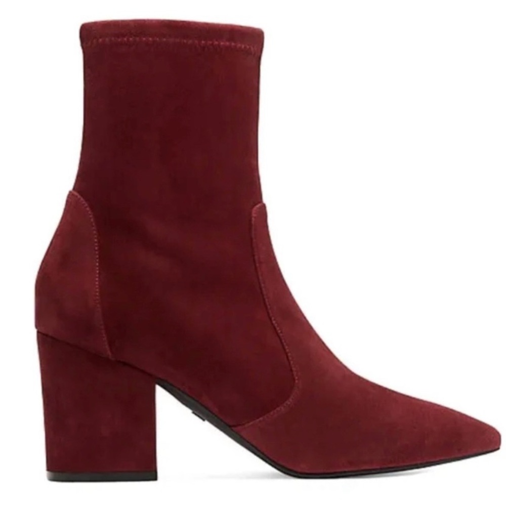 NEW Stuart Weitzman Vernell 75 Ankle Bootie Pinot/Burgundy Size 8 AA Narrow
